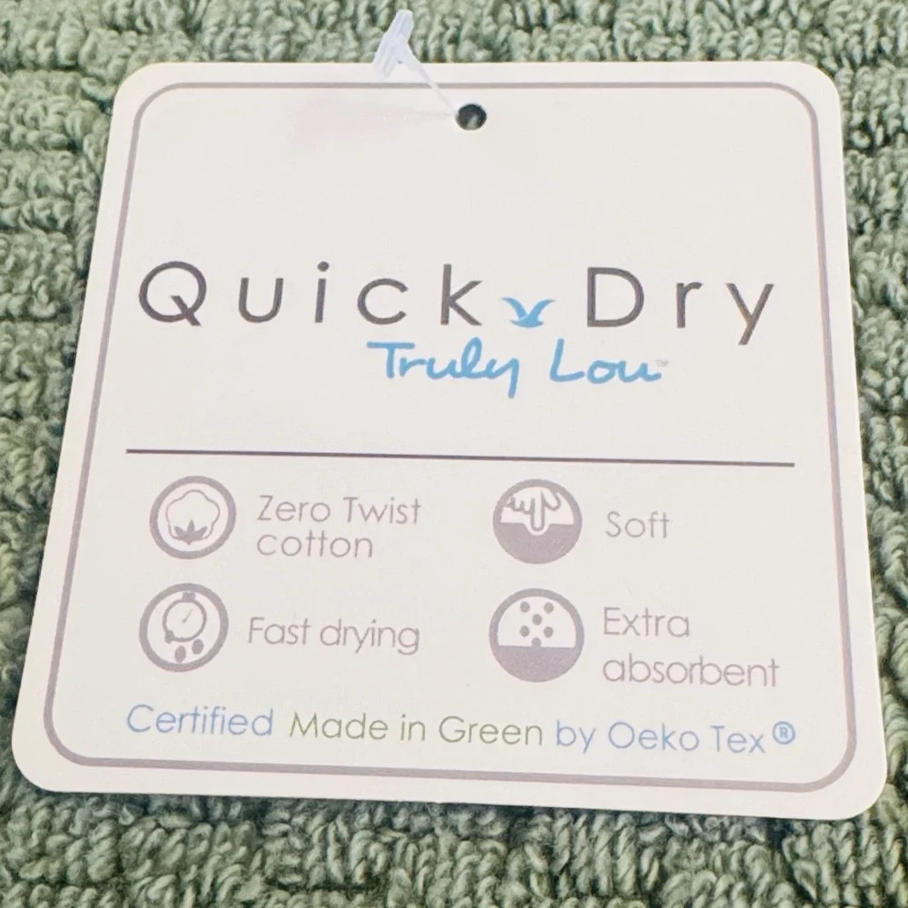 4pc TRULY LOU Quick Dry Zero Twist Cotton Bath Towel Set - Oil Green